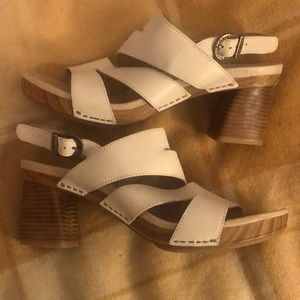 Dansko leather summer sandals, unworn. Small indentation surface of left insole